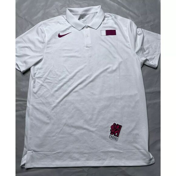 Nike Pro Elite Qatar Dri-Fit Polo shirt White Team CT0758-100 NEW men's Large - Picture 1 of 9
